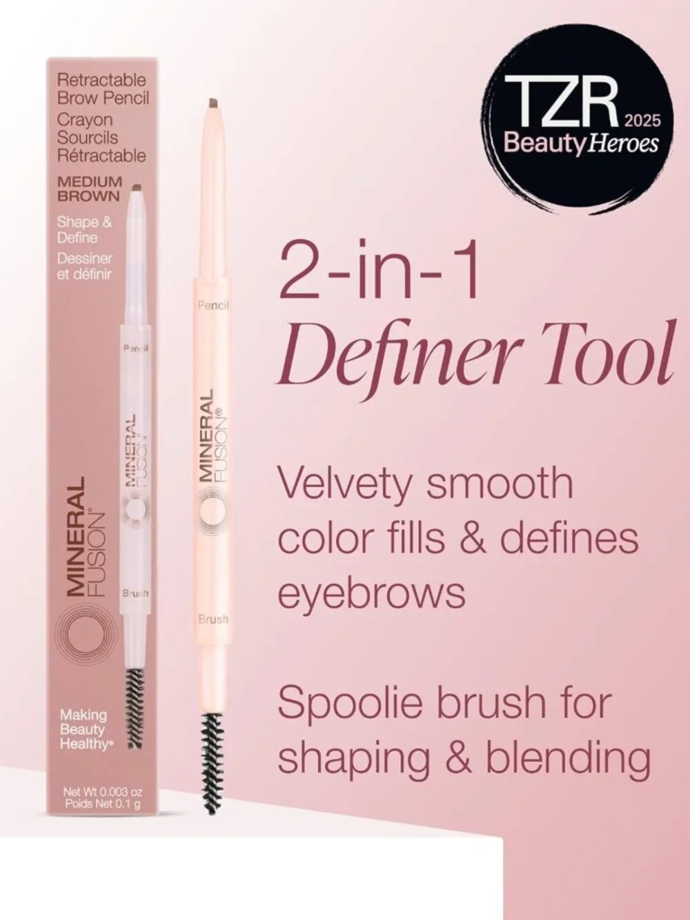 Retractable Brow Pencil for Medium Brows - Long-Lasting, Easy Application, 0.1g